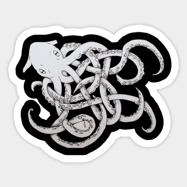 Twisted Vampire Octopus - White Sticker by Sweet K